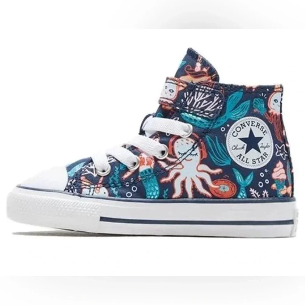 Girls Converse All Star Chuck Taylor High Top Mermaid Shoes size 4 todd… - Picture 2 of 8